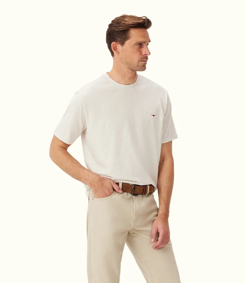 Men's v - neck muscle t - shirts for a body - building aestheticR.M.Williams - Parson T-Shirt - Oatmeal