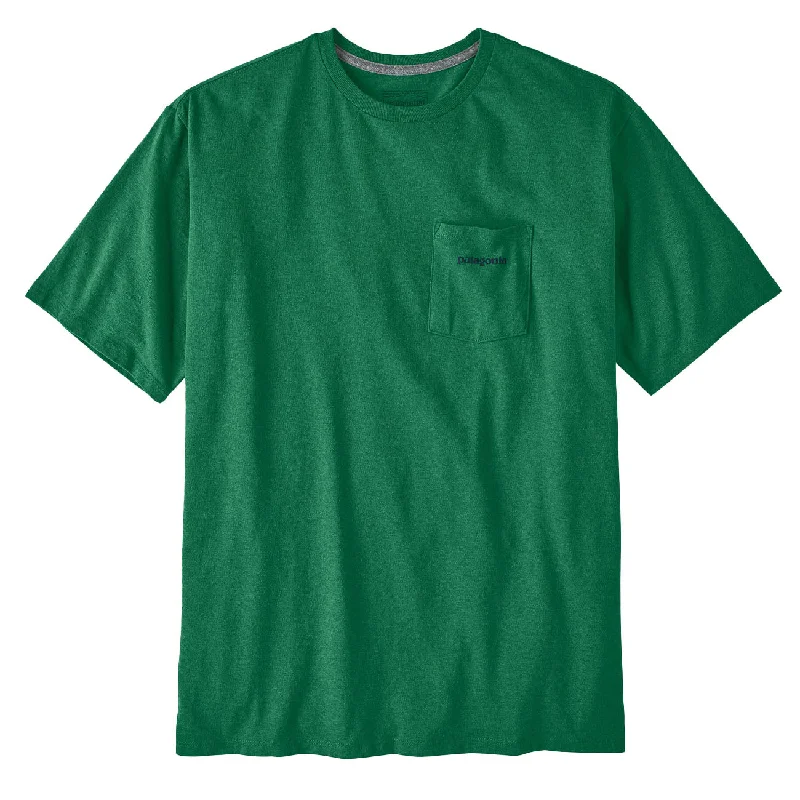 Men's v - neck muscle t - shirts for a body - building aestheticPatagonia Boardshort Logo Pocket Responsibili-Tee Gather Green