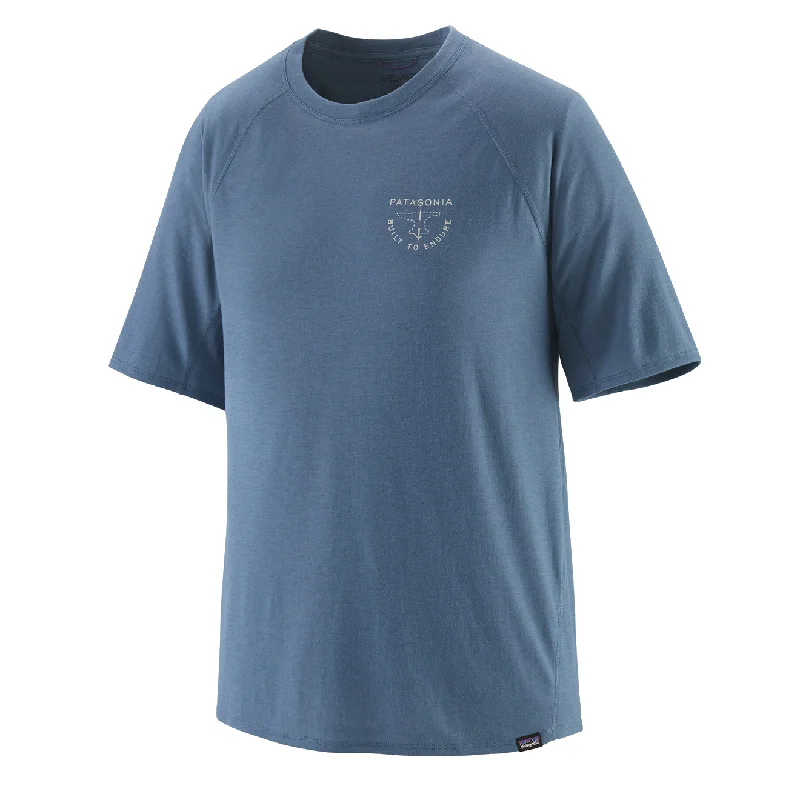 Men's eco - friendly recycled t - shirts for sustainable fashion choicesPatagonia Capilene Cool Trail Graphic Shirt Forge Mark Crest / Utility Blue