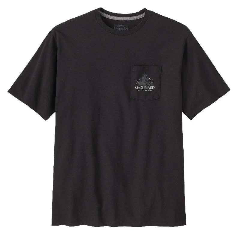 Men's short - sleeve linen t - shirts for summer beach outingsPatagonia Chouinard Crest Pocket Responsibili Tee Ink Black