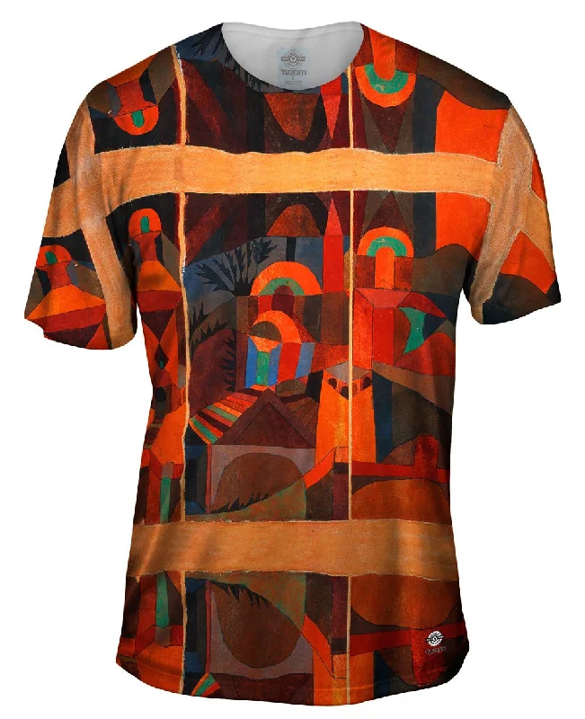 Men's short - sleeve linen t - shirts for summer beach outingsPaul Klee - "Temple Gardens" (1920)