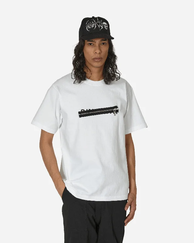 Men's distressed denim - look t - shirts with a rugged appealP-Zip T-Shirt White