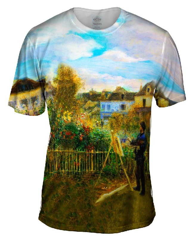 Men's mock - neck t - shirts with a modern and sleek stylePierre Auguste Renoir - "Claude Monet Painting In His Garden At Argenteuil" (1873)