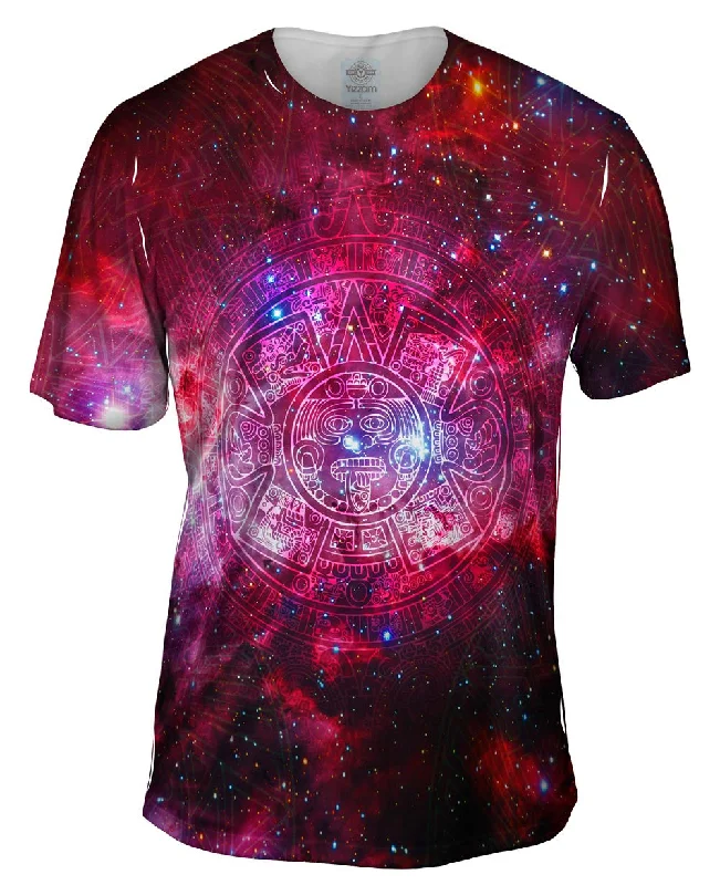 Men's thermal t - shirts with a high - neck design for cold weatherPink Galaxy Aztec Cluster