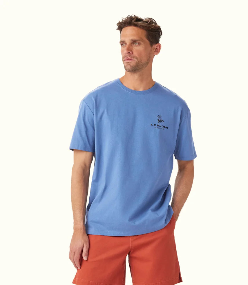 Men's slim - fit graphic t - shirts with vintage rock band printsR.M.Williams - Banner T-Shirt - French Navy