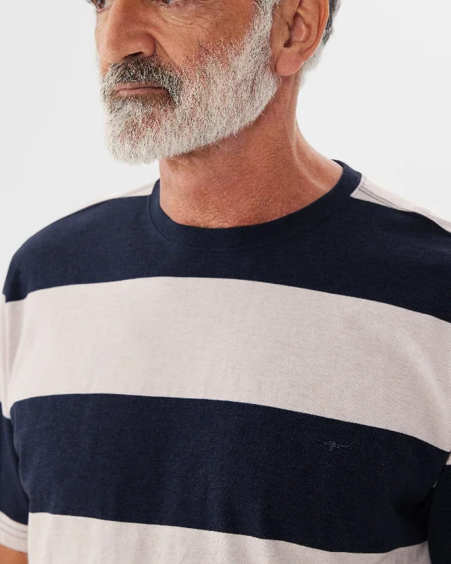 Men's organic cotton crew - neck t - shirts for everyday comfortR.M. Williams - Copley T-Shirt - Blush Pink & Navy Men's organic cotton crew - neck t - shirts for everyday comfortR.M. Williams - Copley T-Shirt - Blush Pink & Navy