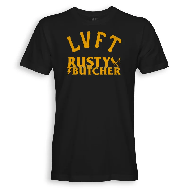 Men's short - sleeve linen t - shirts for summer beach outingsRB x LVFT Tee- Black/Gold