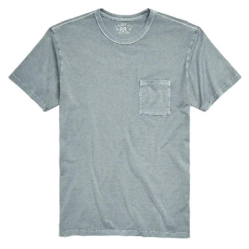 Men's slim - fit graphic t - shirts with vintage rock band printsRRL by Ralph Lauren Garment-Dyed Pocket T-Shirt Sea Green