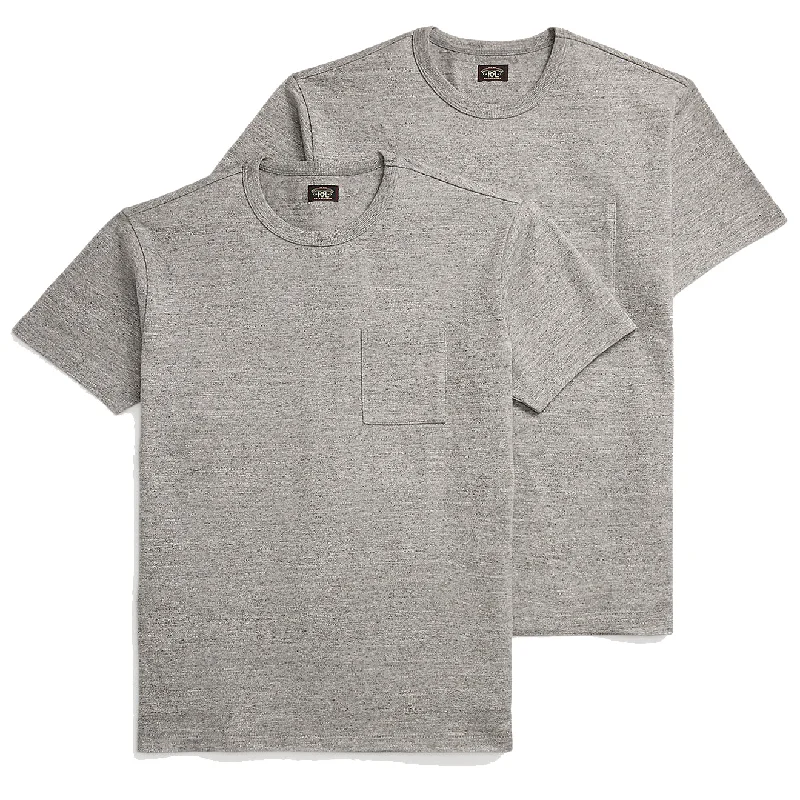 Men's polo t - shirts with a contrast collar for a preppy lookRRL by Ralph Lauren Garment-Dyed Pocket T-Shirt Two-Pack Grey Heather