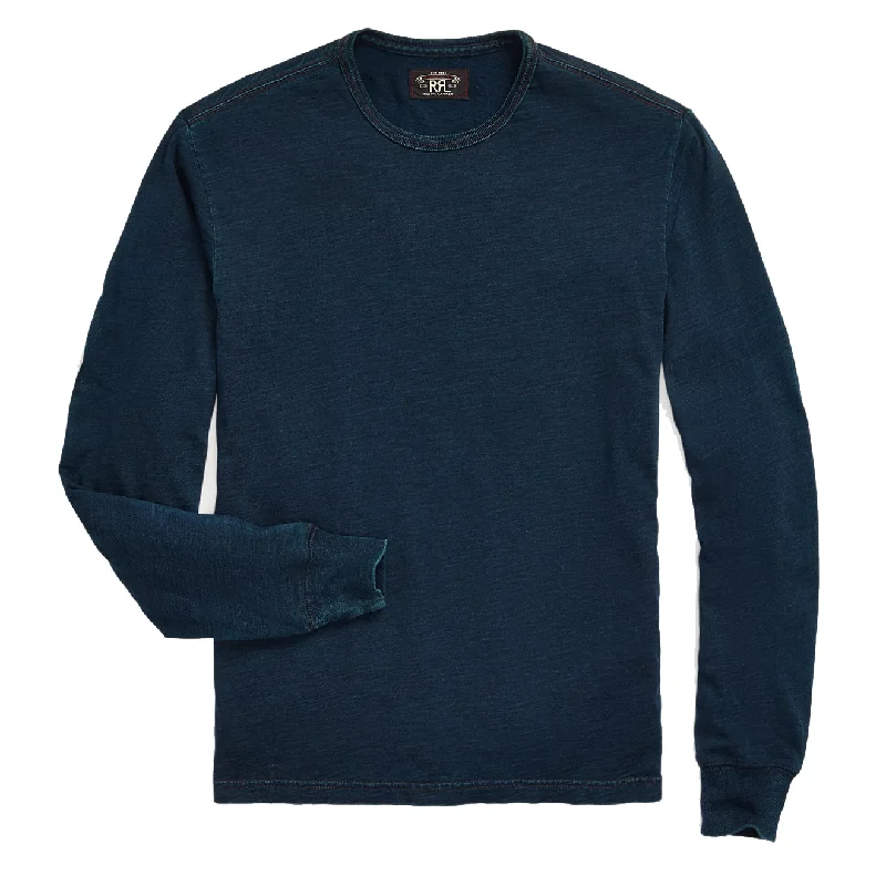 Men's moisture - wicking athletic t - shirts for intense workoutsRRL by Ralph Lauren Indigo Jersey Long-Sleeve T-Shirt Indigo
