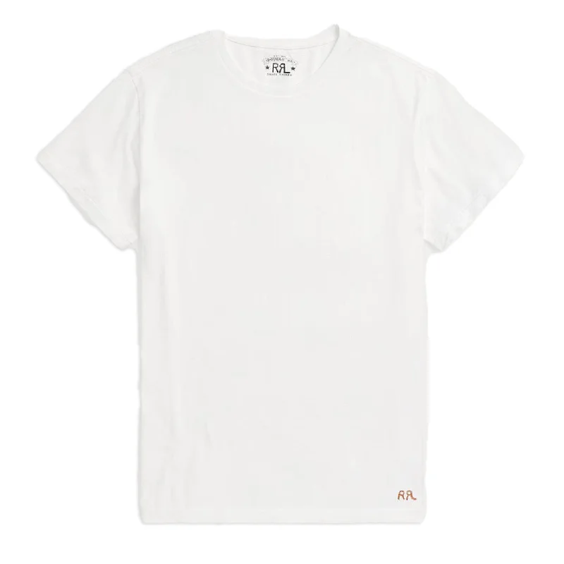 Men's v - neck muscle t - shirts for a body - building aestheticRRL by Ralph Lauren Jersey Crewneck T-Shirt White