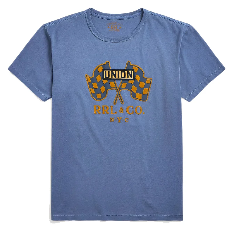 Men's smart - casual checkered t - shirts for semi - formal occasionsRRL by Ralph Lauren Jersey Graphic T-Shirt Blue