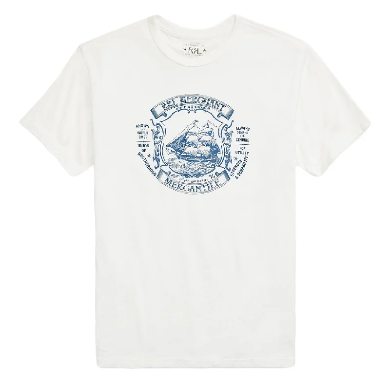 Men's short - sleeve linen t - shirts for summer beach outingsRRL by Ralph Lauren Jersey Graphic T-Shirt Warm White