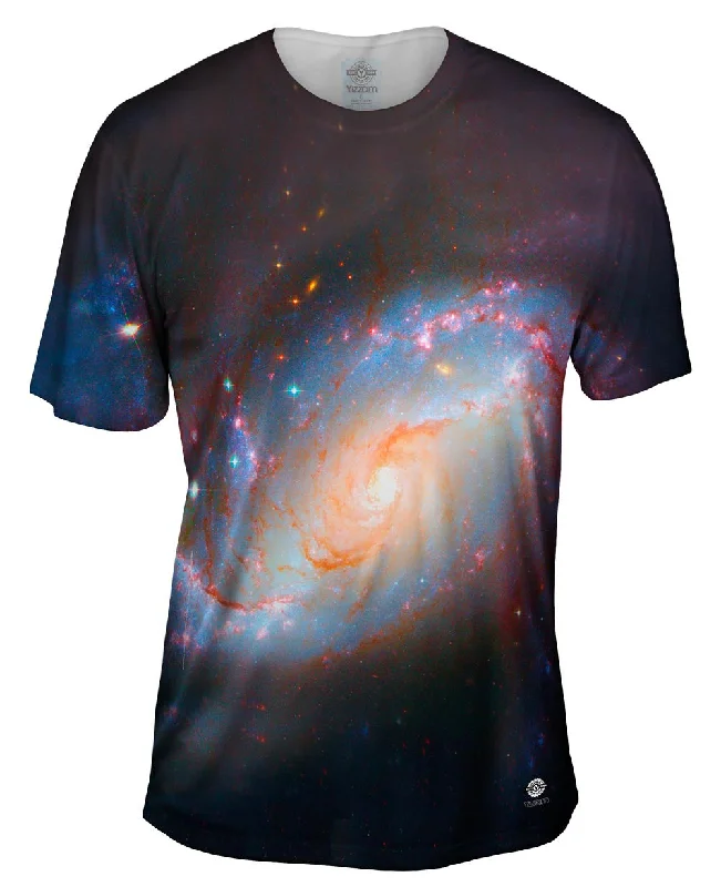 Men's printed Hawaiian t - shirts for tropical vacationsSpace Galaxy Ngc 1672 Hst