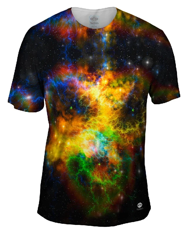 Men's thermal t - shirts with a high - neck design for cold weatherSpace Galaxy Ribbon
