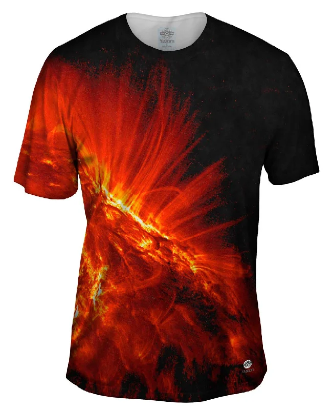 Men's mock - neck t - shirts with a modern and sleek styleSpace Sun Spot