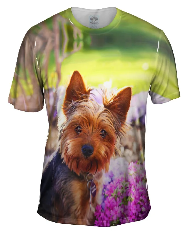 Men's antimicrobial t - shirts for odor - free freshness during travelSpringtime Yorkie