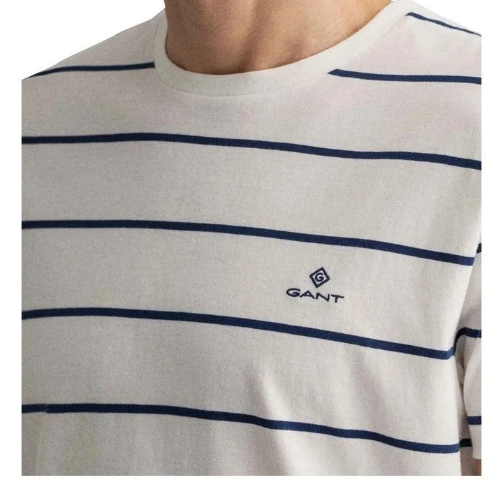 Men's smart - casual checkered t - shirts for semi - formal occasionsBreton Stripe T-Shirt - Evening Blue | Eggshell