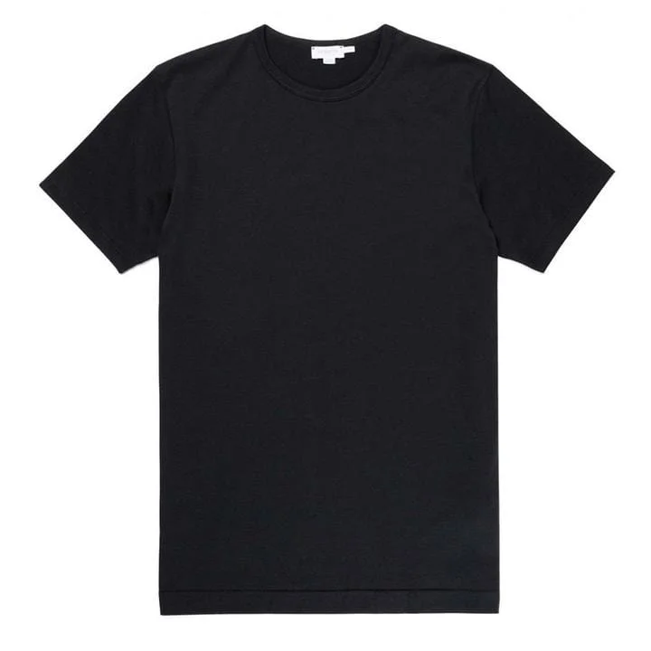 Men's short - sleeve linen t - shirts for summer beach outingsSunspel Classic Crew T-Shirt Black