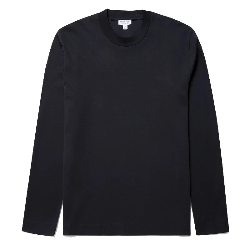 Men's distressed denim - look t - shirts with a rugged appealSunspel Long Sleeve Heavyweight T-shirt Black
