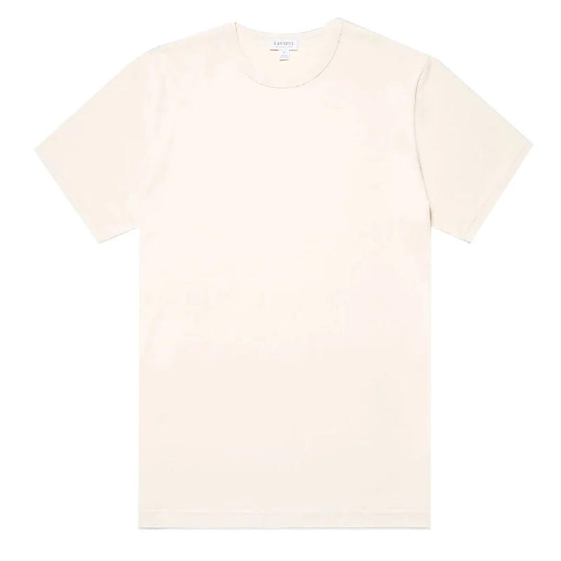 Men's ribbed t - shirts with a textured finish for added styleSunspel S/S Crew Neck T-Shirt Undyed