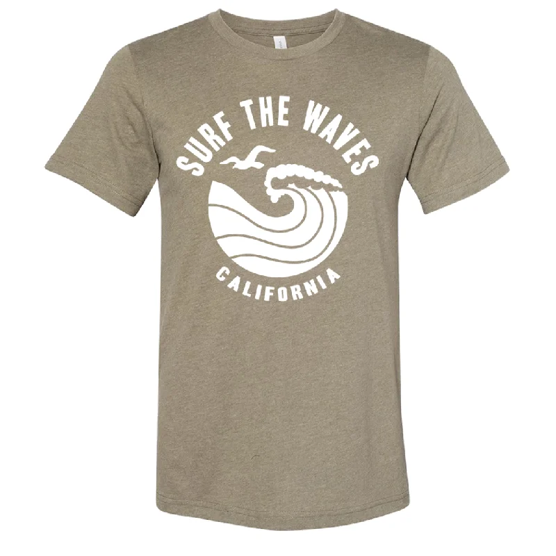 Men's ribbed t - shirts with a textured finish for added styleSurf The Waves Asst Colors Sueded Tee