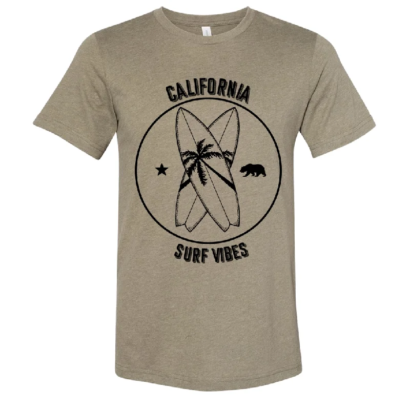 Men's slim - fit graphic t - shirts with vintage rock band printsSurf Vibes Black Print Asst Colors Sueded Tee