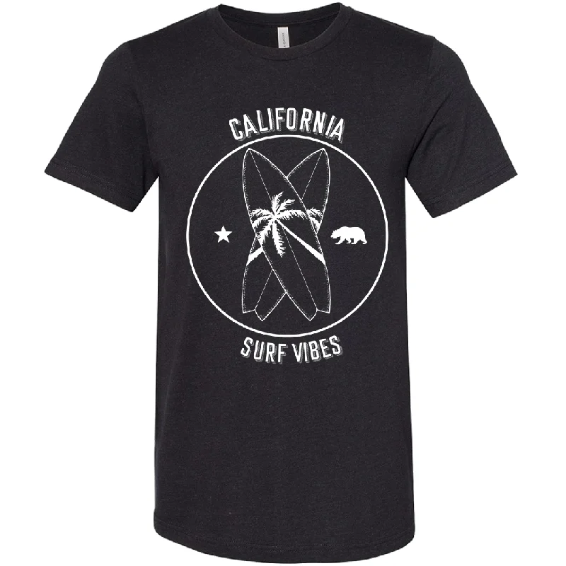 Men's button - front t - shirts with a unique artistic printSurf Vibes White Print Asst Colors Sueded Tee