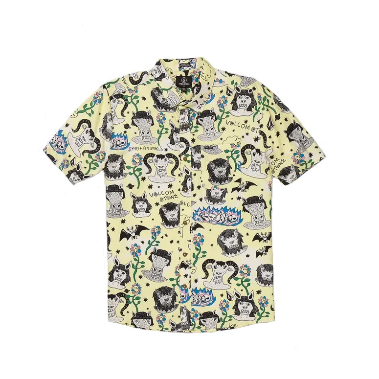 Men's long - sleeve henley t - shirts with button - down placketsSurf Vitals Ozzy Woven S/S Shirt
