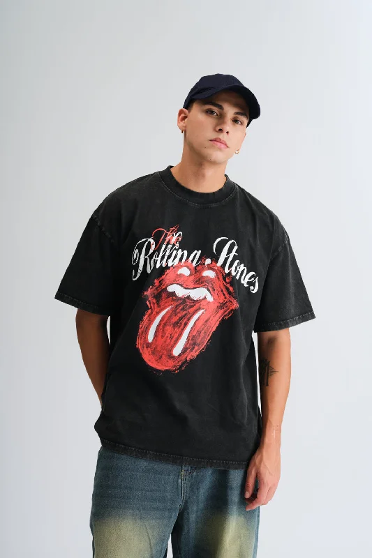 Men's polo t - shirts with a contrast collar for a preppy lookThe Rolling Stones Faded Oversized T-shirt