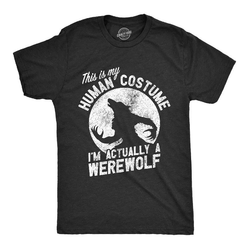 Men's ribbed t - shirts with a textured finish for added styleThis Is My Human Costume Im Actually A Werewolf Men's T Shirt