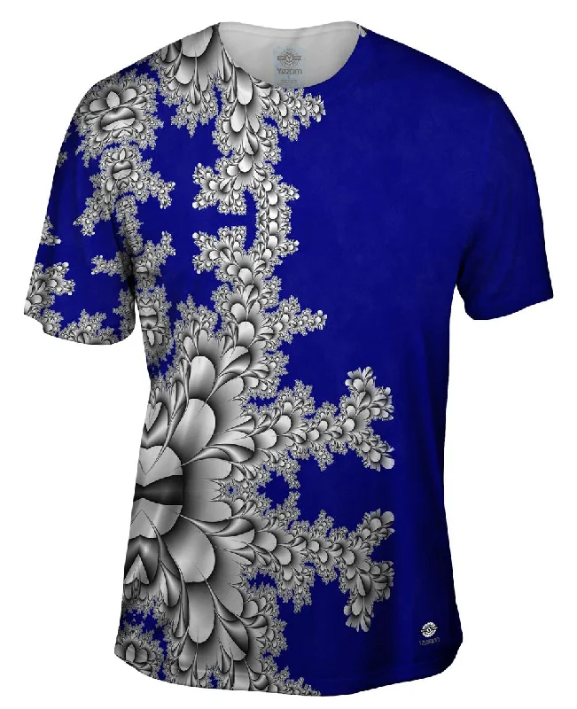 Men's ribbed t - shirts with a textured finish for added styleTitanium Floral Fractal