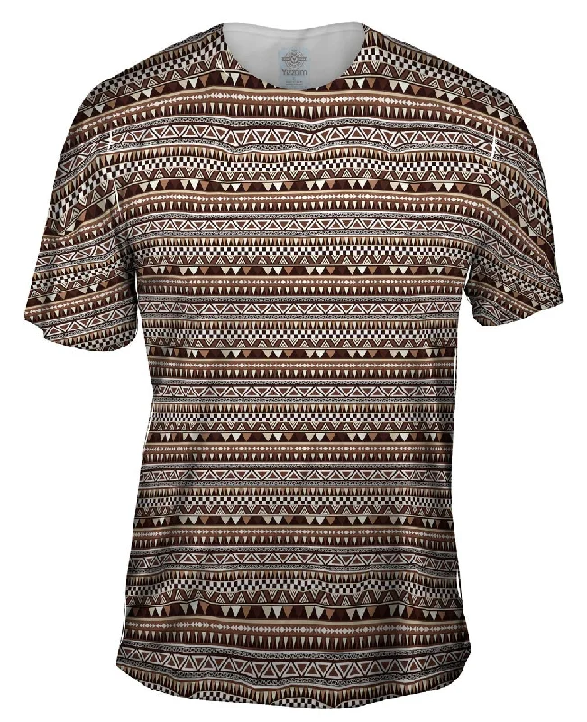 Men's distressed denim - look t - shirts with a rugged appealTribal Brown Aztec Warrior