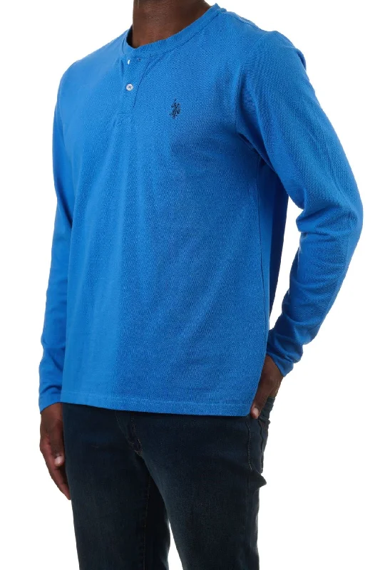 Men's lightweight performance t - shirts for running marathonsU.S. Polo Assn. Men's Pique Long sleeve Grampa Shirt - Blue