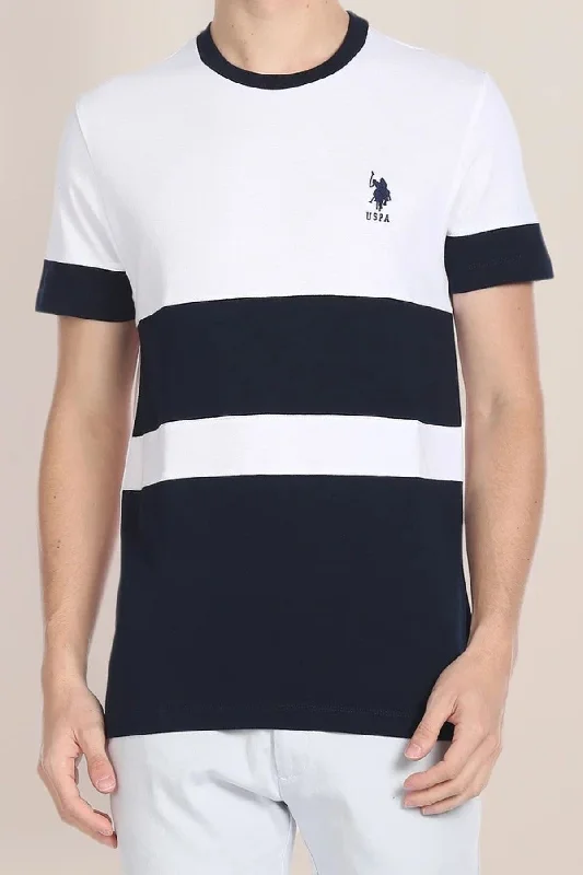 Men's distressed denim - look t - shirts with a rugged appealU.S. Polo Assn. Mens T-Shirt - Paneled