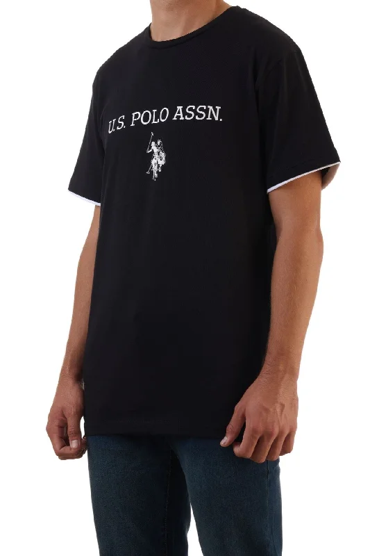 Men's distressed denim - look t - shirts with a rugged appealU.S. Polo Assn. Men's T-Shirt with USPA wording and logo