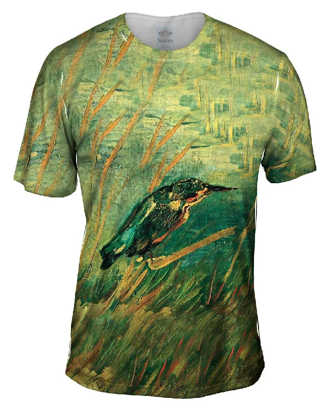Men's short - sleeve linen t - shirts for summer beach outingsVan Gogh -"Kingfisher" (1886)