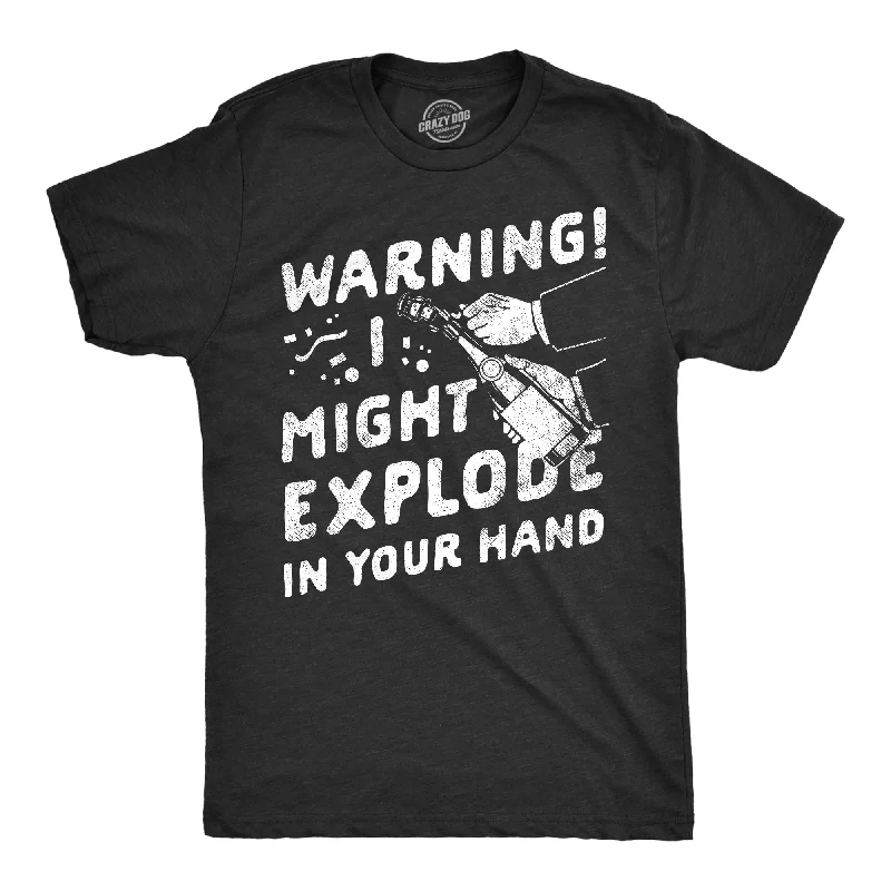 Men's button - front t - shirts with a unique artistic printWarning I Might Explode In Your Hand Men's T Shirt