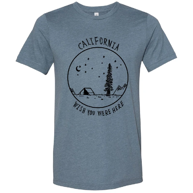 Men's thermal t - shirts with a high - neck design for cold weatherWish You Were Here Black Print Asst Colors Sueded Tee