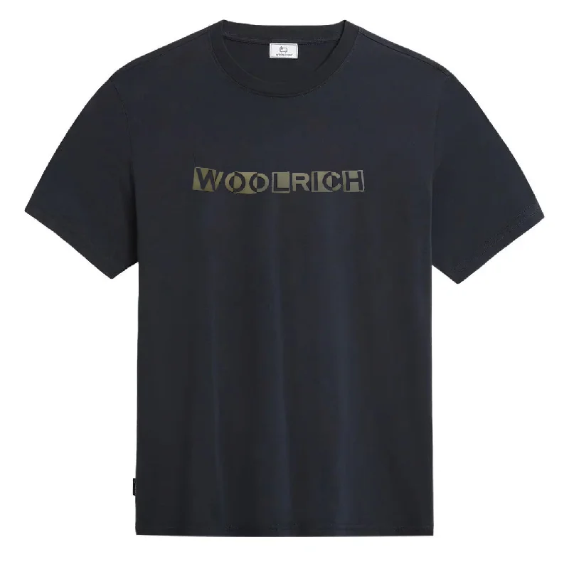Men's plus - size pocket t - shirts with a classic lookWoolrich Intarsia T-Shirt Melton Blue