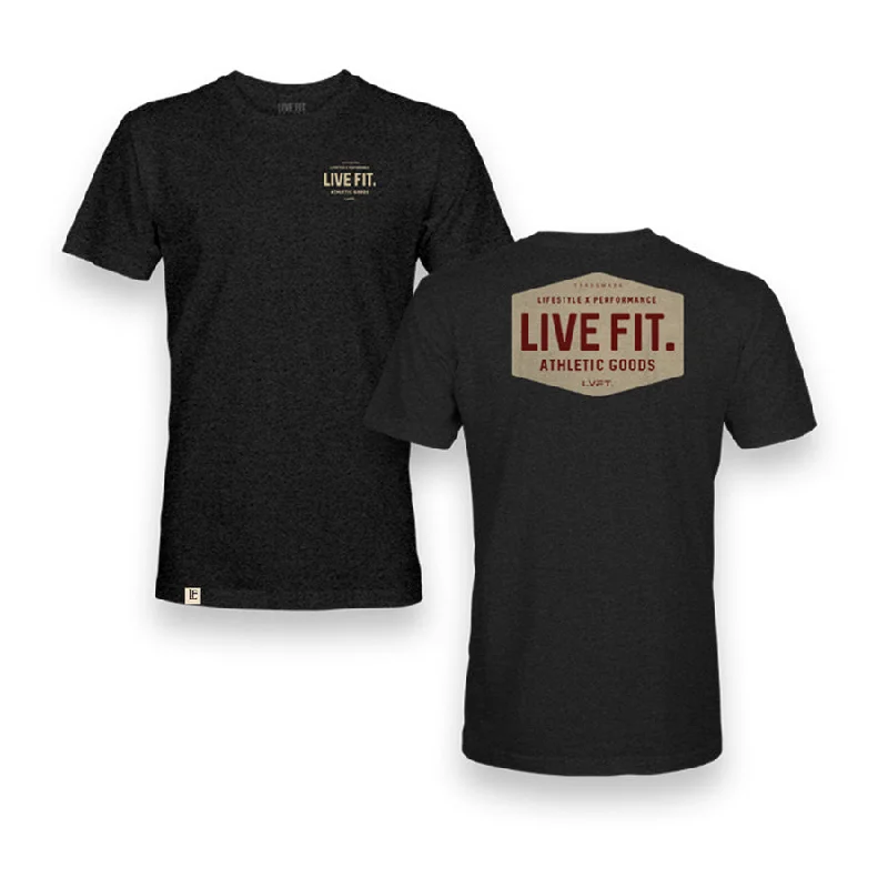 Men's long - sleeve henley t - shirts with button - down placketsWork Badge Tee - Vintage Black