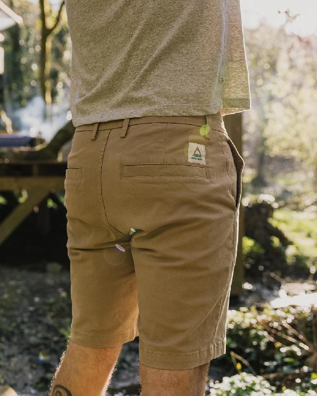 Men's side - stripe track shorts for a sporty running look   365 Organic Cotton Short - Chinchilla Brown