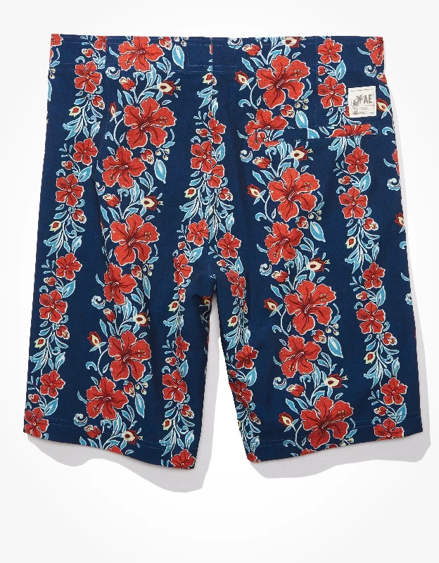 Men's elastic waistband lounge shorts for lazy weekends at home   AE 9" Floral Classic Board Short