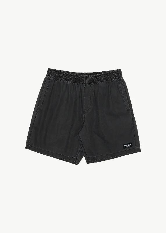 Men's pleated front twill shorts for a classic and sophisticated appearance   AFENDS Mens The Dopamine - Swim Short 18" - Black Acid Wash