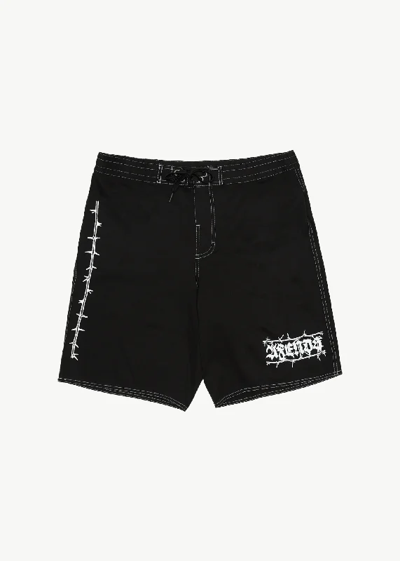 Men's adjustable - length convertible shorts for versatile use   AFENDS Mens Thorny - Surf Related Boardshorts 20" - BLACK