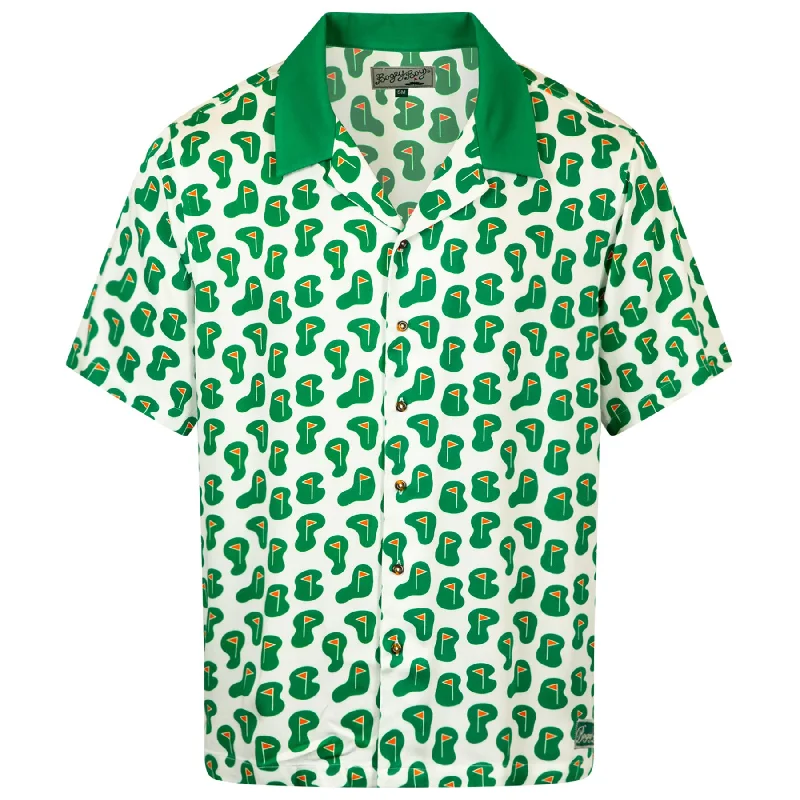 Men's vintage - inspired retro polo shirts with unique patternsAll Over The Flag Button-Up Polo White - SU24
