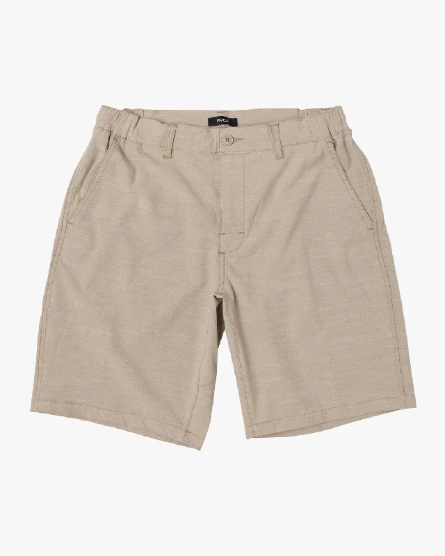 Men's flat - front chino shorts for semi - formal summer events   All Time Solid Coastal 19" Hybrid Shorts - Khaki