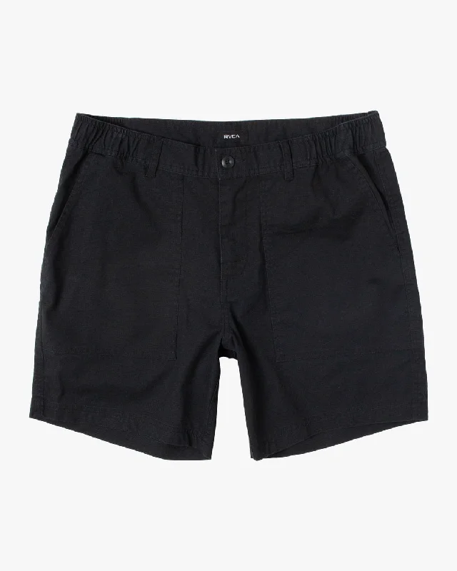 Men's ripped denim shorts for a trendy streetwear aesthetic   All Time Surplus 17" Shorts - RVCA Black