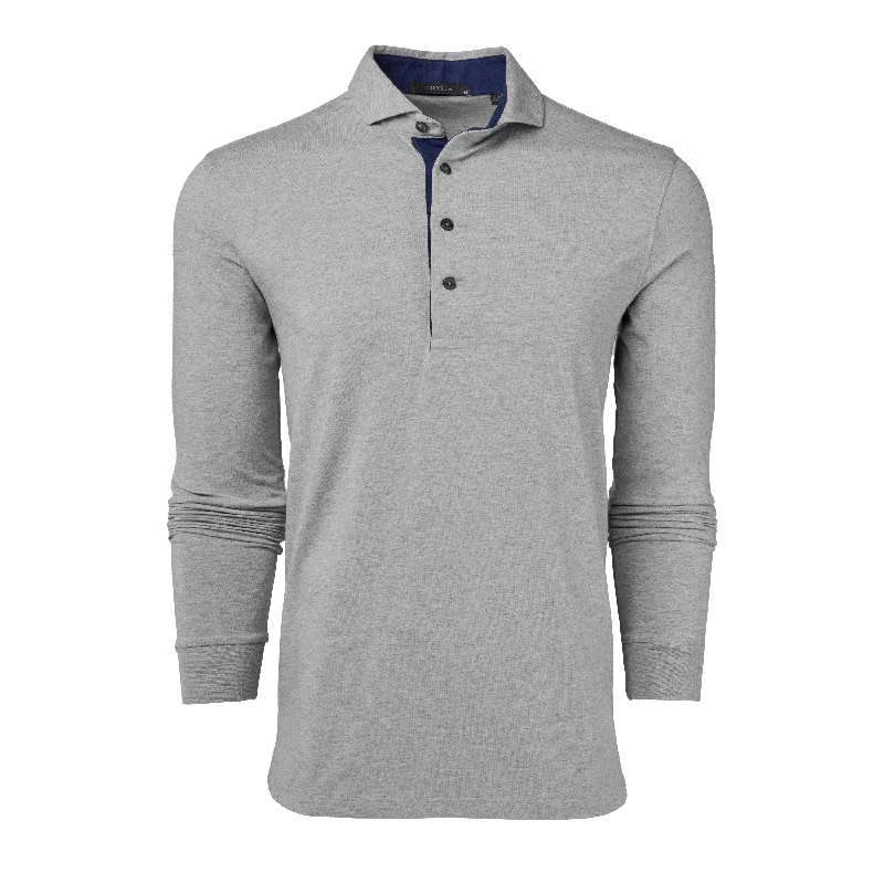 Men's button - down spread collar polo shirts for business casualApache Long Sleeve Polo