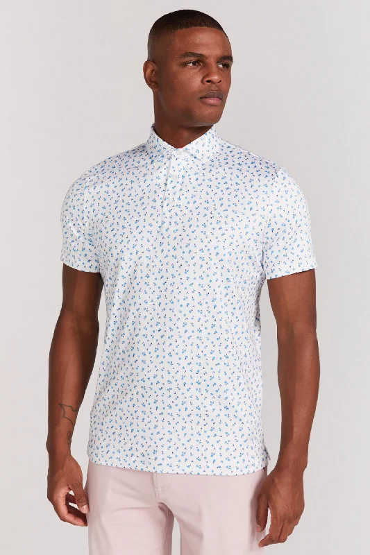 Men's two - tone stripe polo shirts with a preppy styleAshby Polo in Bright White